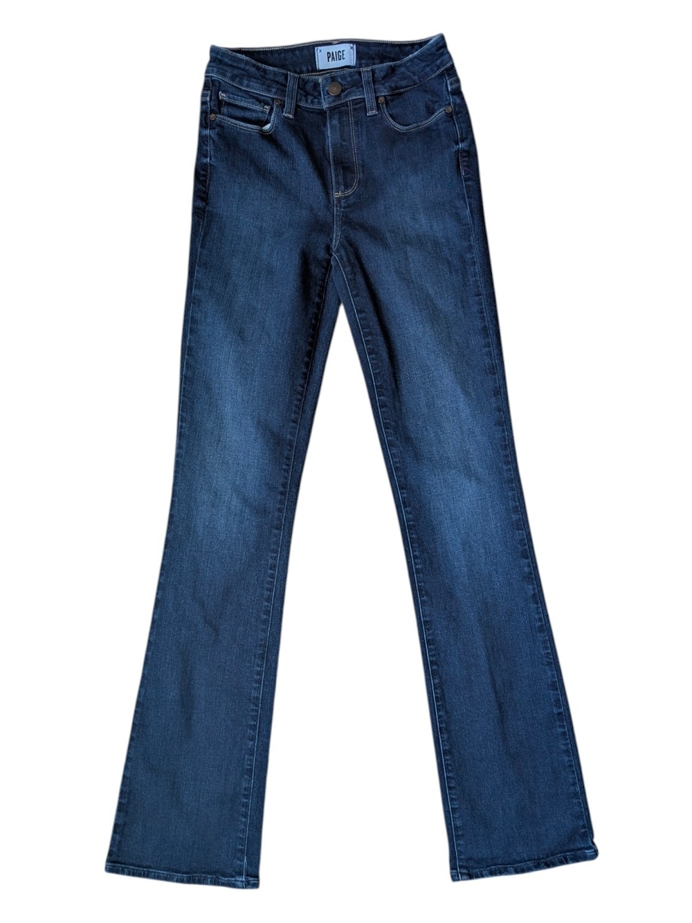 PAIGE High Rise Manhattan Size 25 - 35" Inseam Long Dark Wash